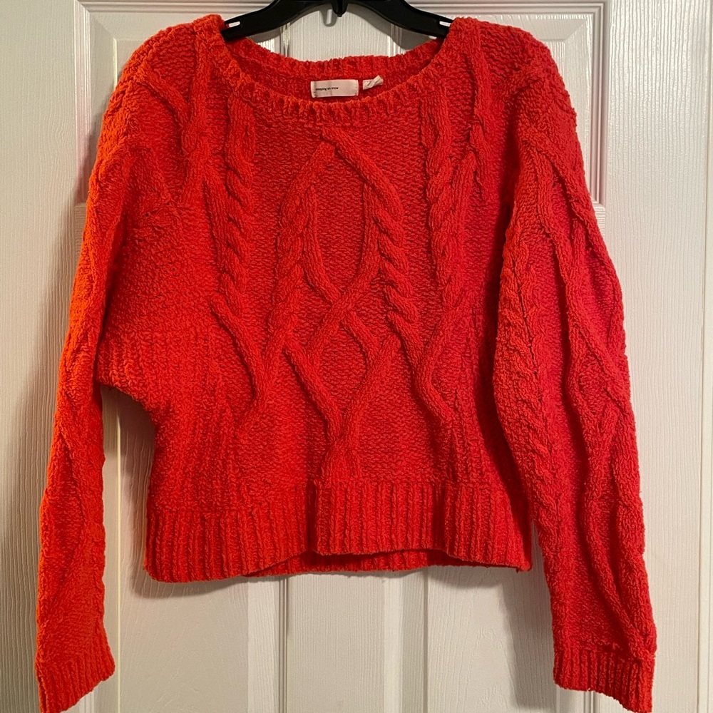 Cozy Red Cable Knit Sweater